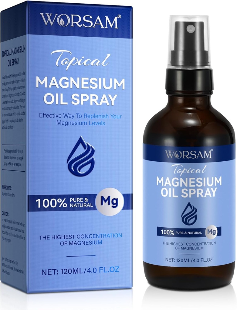 Magnesiumöljy jalat (4 fl oz), magnesiumsumute, 100% puhdas & orgaaninen luonnon magnesiumkloridiöljy lasipullo, paikallinen magnesiumsumute öljy jalat, helppo käyttää 120 ml
