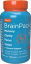 Brainiac Daily BrainPack Gummies, tukee aivojen terveyttä Omega 3 DHA EPA DPA, Choline, B6 & B12 ja Lutein silmäterveyteen kanssa immuuni tuki, Citrus Berry Flavor, 90 lla