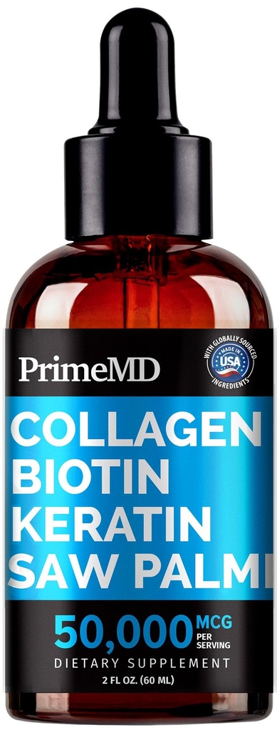 Liquid Collagen Peptides for Women - Serum Complex Biotin Vitamiini, Hydrolyzed Keratin Protein ja Saw Palmetto - Kattava Formula hiukset, iho ja kynnet Wellness - 2 fl oz (Pakkaus 1)