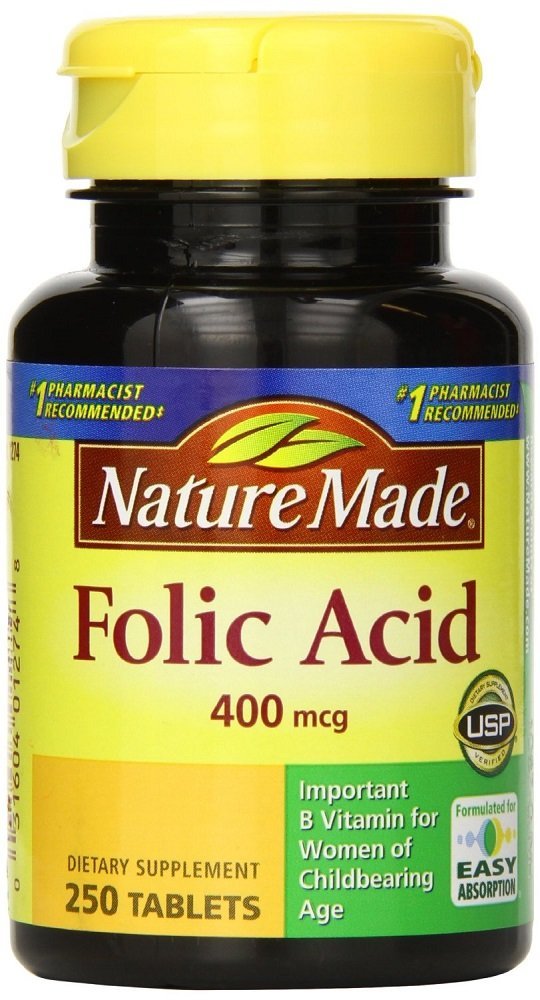 Nature Made Folic Acid 400 mcg 250 greve (4 Pack)