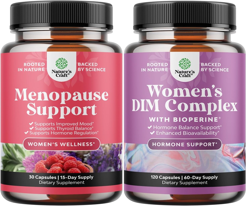 Bundle of Complete Herbal Menopause Supplement for Women - Multifit Menopause Ease Hormoni Balance, ja Potent DIM Supplement for Women with DIM and Black Pepper Menopause Tuki ja PMS Relief