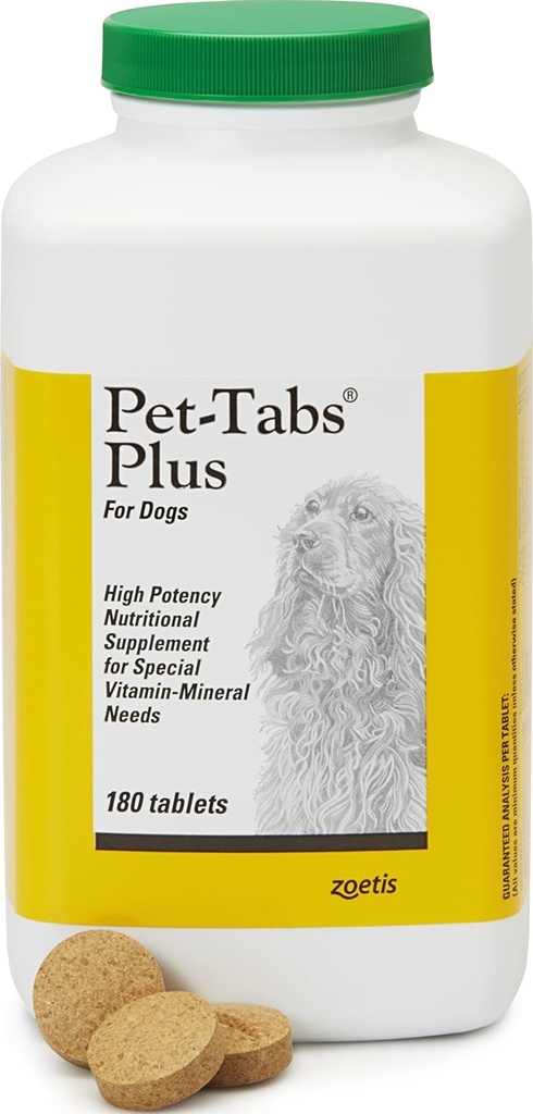Pet-Tabs Plus monivitamiini- ja mineraalilisä koirille, joilla on erityisiä ravitsemustarpeita, purtava tabletti, 180 Count Bottle