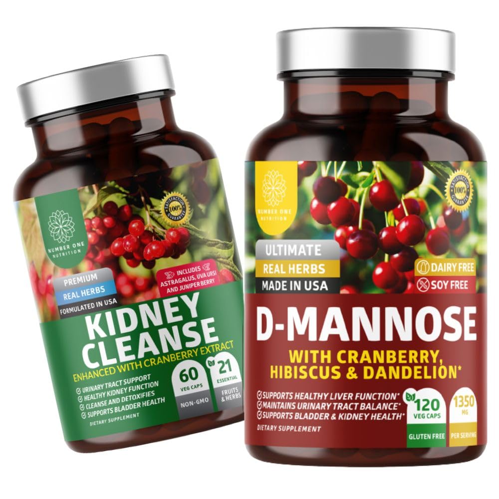 Number 1 N1N Premium D-Mannose [1350 mg] karpalo- ja hibiskus- ja munuaispuhdistus [21 Potent Yrttiuutetta] karpalouutteen, Astragaluksen, Uva Ursin, 2 Pack Bundlen kanssa