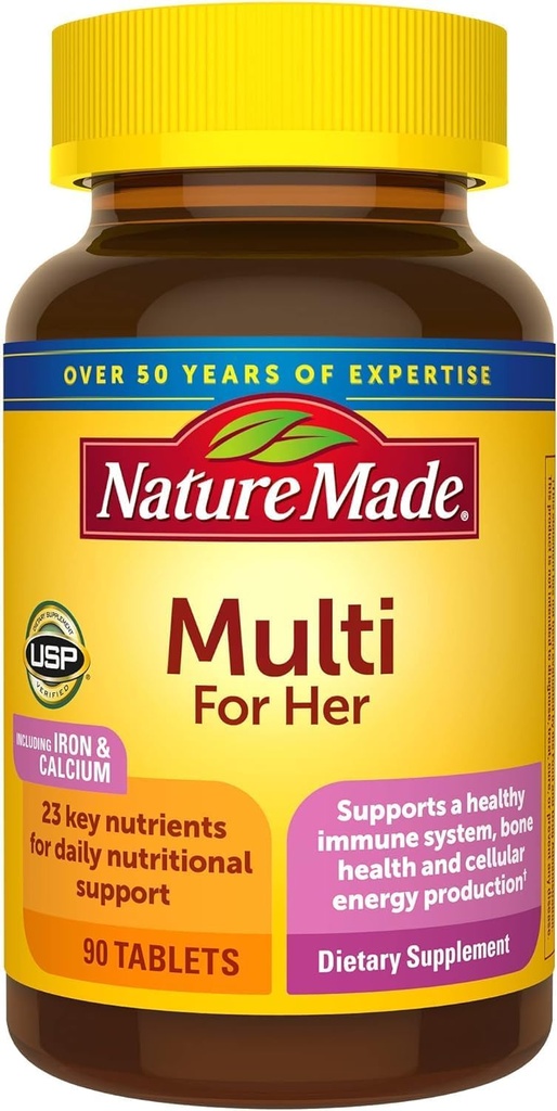 Nature Made Multivitamin för henne, Daily Nutritional Support Multivitamin för kvinnor, Nature Made Womens Vitamins & Minerals, 90 tabletter, 90 Day Supply