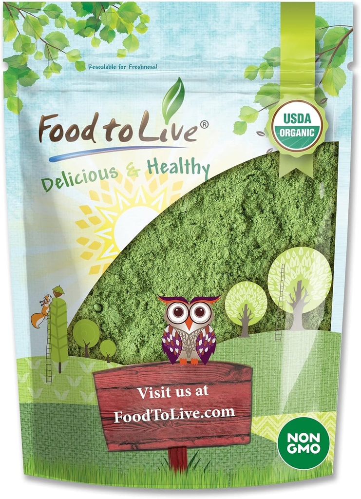 Ruoka elää - Organic Supergreens Powder Blend, 8 Ounces - Mixed Kale, Moringa, Spirulina, Wheatgrass Powders. Ei-GMO, Pure, Vegan, Bulk. Rikas antioksidantteja, klorofylli