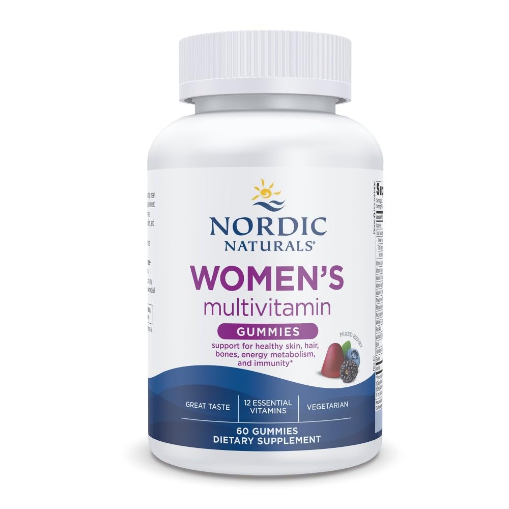 Nordic Naturals Women's Multivitamin Gummies, Mixed Berry - 60 Gummies - Stöd för hälsosam hud, hår, ben, energi och immunitet - Non-GMO, Vegetarian - 30 portioner
