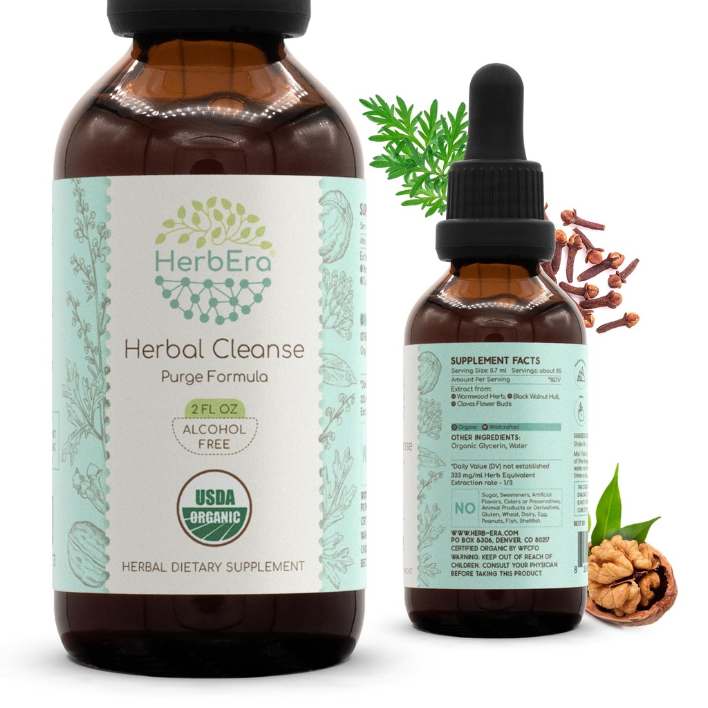 HerbEra Herbal Cleanse Organic Alkoholiton Tincture ... Detox and Cleanse Formula, Extract täydennysosa ... Organic Wormwood Herb, Black Walnut Hull, Cloves Flower Buds ...