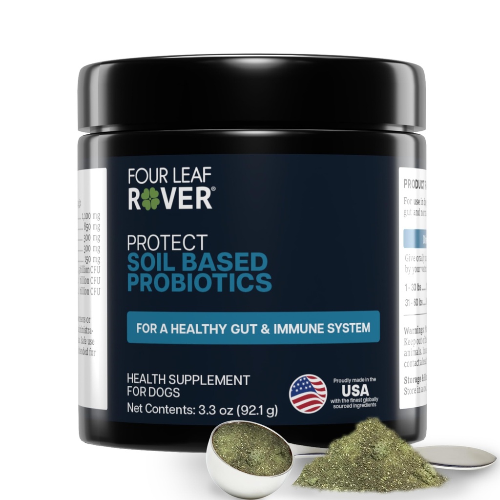 Four Leaf Rover Protect - Probiootit koirille - eläinlääkäri Formulated - Natural Prebiootit ja antioksidantit - Detoxification & Gut Health - 30 päivän suuri koiran tarjonta