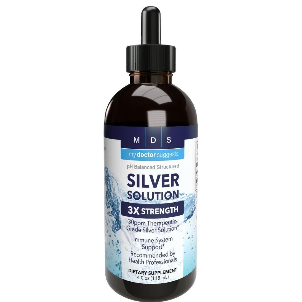 Alkali Structured Silver Liquid 30ppm - Advanced Immune Support Liquid Drops - Extra Strength Kolloidinen Silver Mineral Supplements - Made in USA (4 oz)