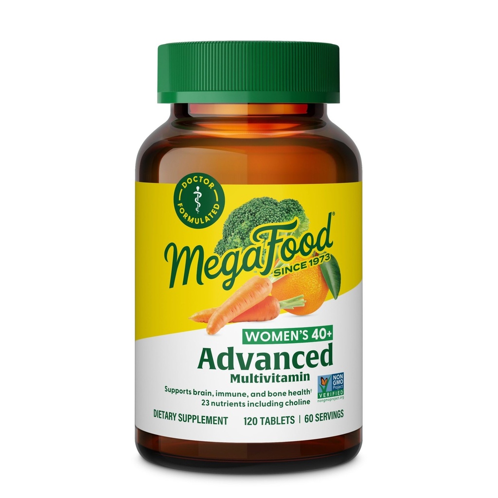 MegaFood Naisten 40+ Advanced Multivitamiini naisille - Dr Formulated - B-vitamiini, D3-vitamiini, K2-vitamiini ja koliini - Energiaaineenvaihdunta, aivojen terveys ja luun terveys - Kasvisruokaa - 120 Tabs (60 annosta)