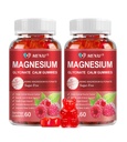 Magnesium Gummies 600mg per Servering-Magnesium Glycinate 400mg och Magnesium Malate 200mg, Sugar Free Magnesium Kalium Supplement för Calm Mood, Muscle, Bone & Energy Support,120 Raspberry Gummies