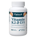 Pattern Wellness-vitamiini K2 & D3 täydentää kalsiumin . Bone Health, Circulatory Wellness & Immuuni tuki - ei-GMO - 60 kapselia