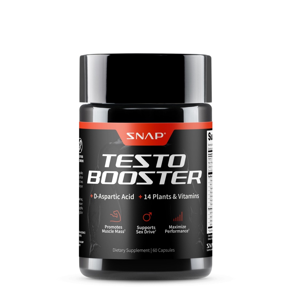 Snap täydentää Testosteroni Booster miehille - edistää lihasten kasvua, Booster miesten, parantaa luonnon energiaa, kestävyyttä ja voimaa, 60 kapselia