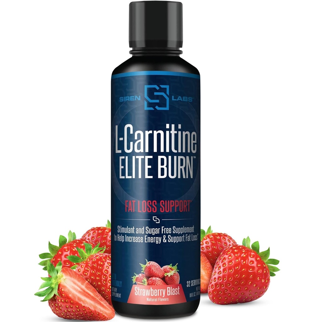 L-Carnitine Elite Burn Liquid Keto Fat Burner ja aineenvaihdunta Aktivoija - Fat Loss Support Keto Friendly Painonpudotus Lisätä energiaa - Stimulant Free - Mansikka Blast 3000mg (32 Servings)