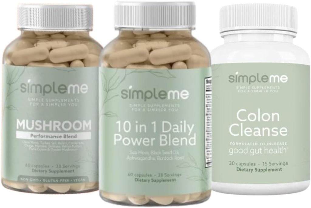 Helppo merisammal kapselit 10 in 1 Power Blend ja Colon Cleanse Detox ja Multi-Mushroom täydentää Bundle parantaa Immuuniterveyden