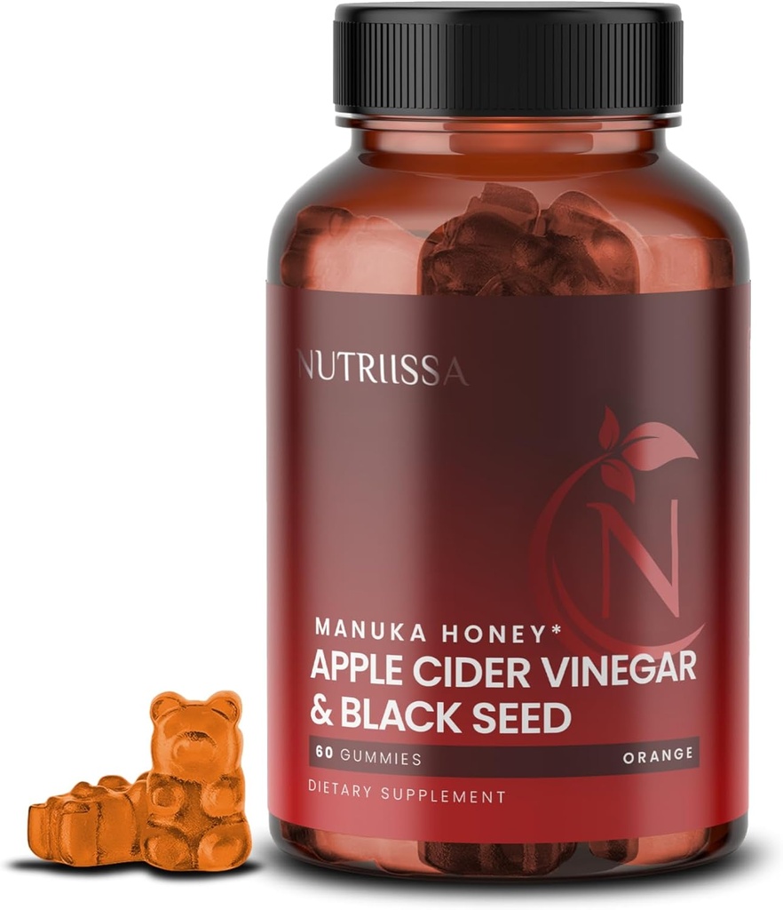 Nutriissa - Apple Siideri Viiniköynnös + Musta siemenöljy + Elder Berry + Manuka Honey Gummies 