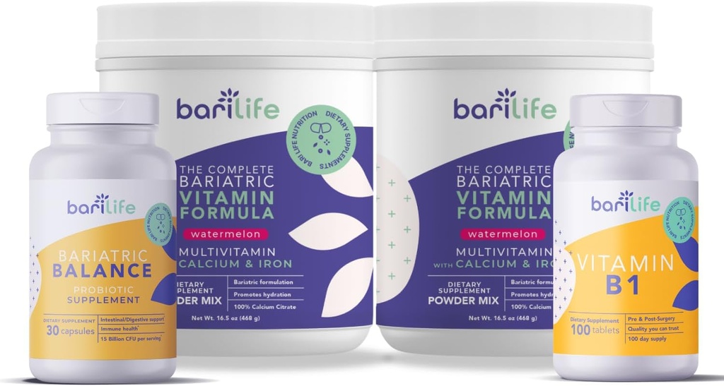 Bari Life Duodenal Switch Starter Kit, jossa vesimelonijauhe ja probiootti 30 ja B1-vitamiini