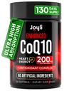 Korkea Imeytyminen CoQ10 200MG - Co Q10, 200 mg Softgels for Heart Health & Energy Production - Enhanced Co Q 10 täydentää antioksidantteja ja pellavansiemenöljy - CoQ10 200 mg per Serving