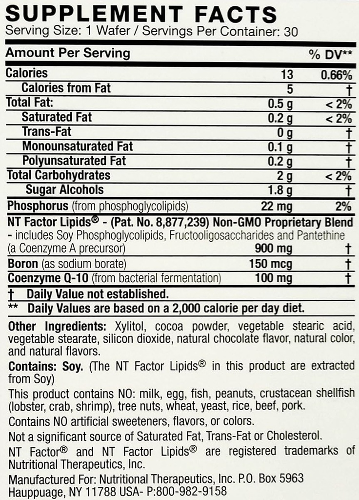 Näringsterapi - NT-faktor med CoQ10 100 MG 30 Chewable Wafers Chocolate