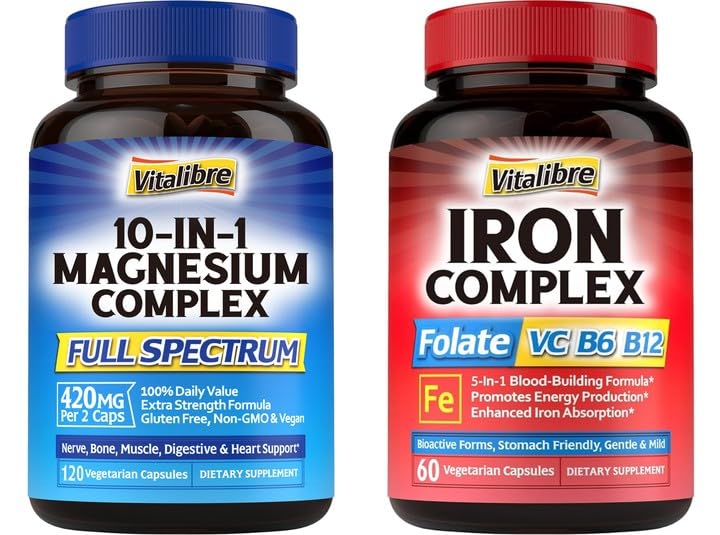 5-in-1 Rautalisä & 10-in-1 Magnesiumkompleksi