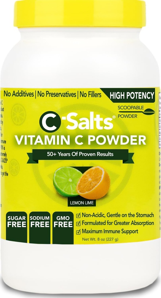 C-paltit C-vitamiini Powder Supplement - 100% Pure Suuri annos puskuroitu C-vitamiini Powder for Immunosupport - Organic, Sokeriton, Vegaani, ei-GMO, Vatsa-ystävällinen, sitruuna Lime 8oz