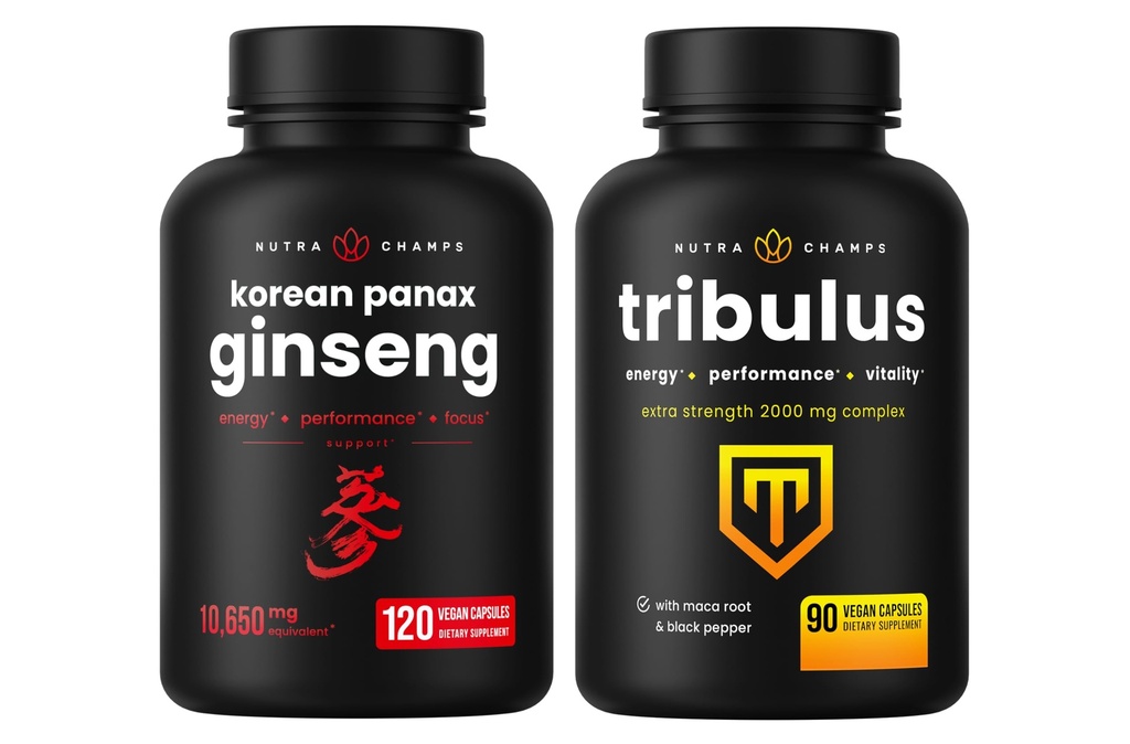 NutraChamps Korean Ginseng Capsules och Tribulus Capsules 2 Pack Bundle