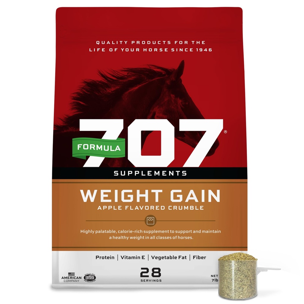 Formel 707 Viktökning Crumble Equine Supplement, 7 lb Bag - Palatable, Calorie-Rich Nutritional Support för Hard-to-Keep och Senior Horses