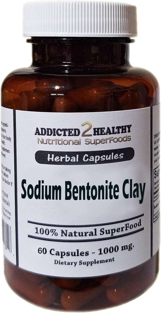 Ruoka Gradus Natrium Bentonite Clay Powder Capsules (1000 mg) 60 Count by Addicted 2 Healthy