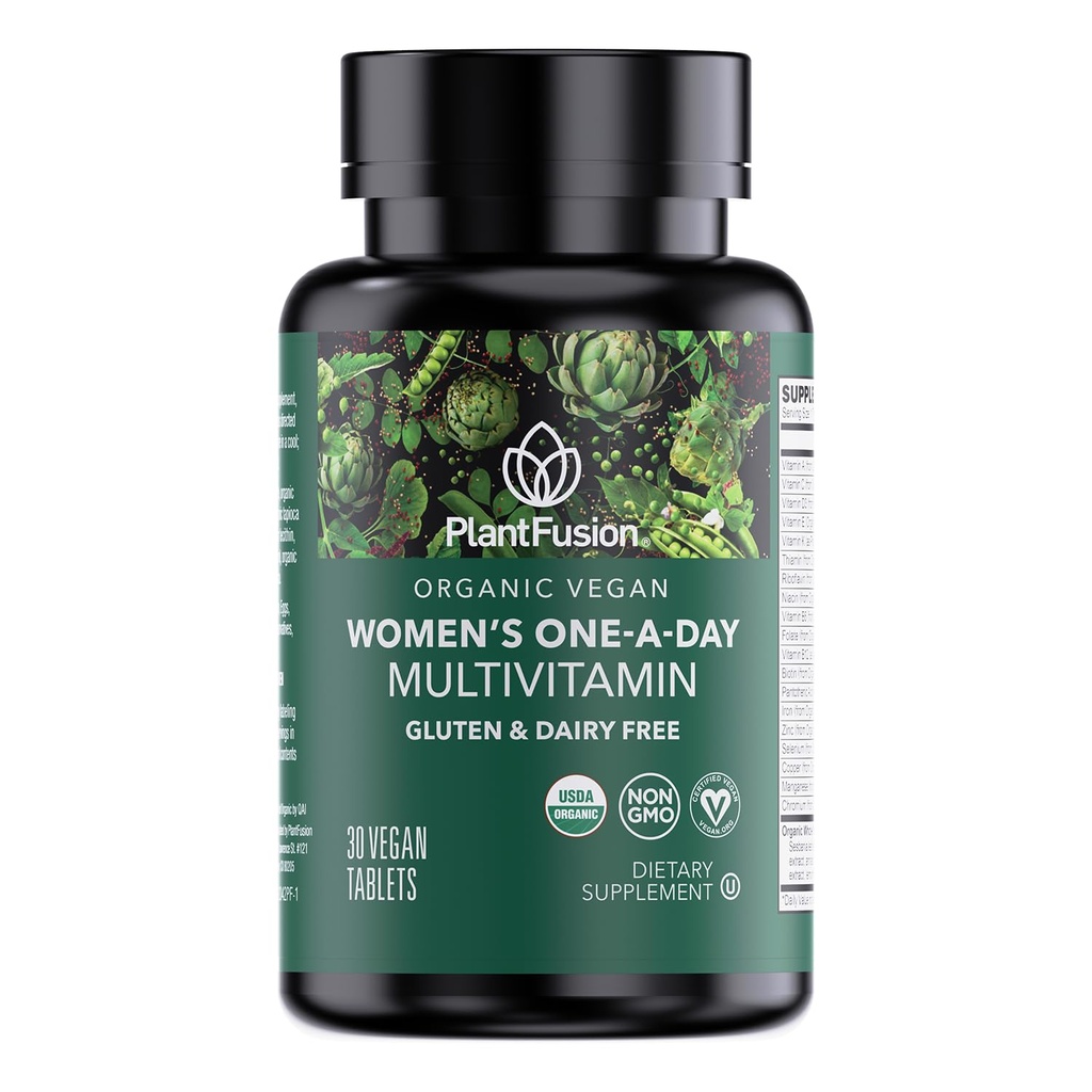PlantFusion Organic Multivitamin för kvinnor - En daglig hel mat blanda kvinnors multivitamin - Vegan, icke-GMO, Gluten Free & Dairy Free - 30 tabletter (1 månads leverans)