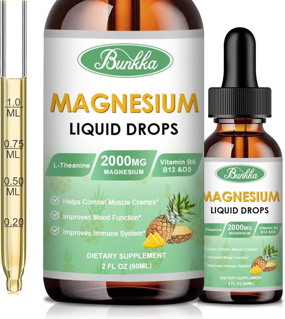 Magnesium Glycinate Supplement, Magnesium Complex Liquid Drops 500 mg Magnesium Glycinate, Magnesiumsitraatti, Vitamiini - 30 päivän toimitus
