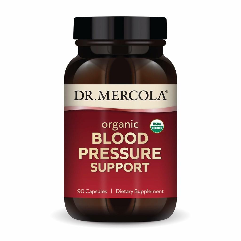 Dr. Mercola Organic Blood Pressure Support - Tukee Tervettä kiertoa - High-Potency Grape Seed Extract - Ei-GMO & Soy-free - 90 kapselia (90 tarjoilua)