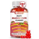 Triple Magnesium Complex 900 mg, magnesiumglykinaatti, sitraatti, kaliumin kanssa malaatti, kalsium, B6-vitamiini rauhoittaa ja nukkua - vegaaninen, ei-GMO, gluteeniton - 60 vadelma Gummies aikuisille