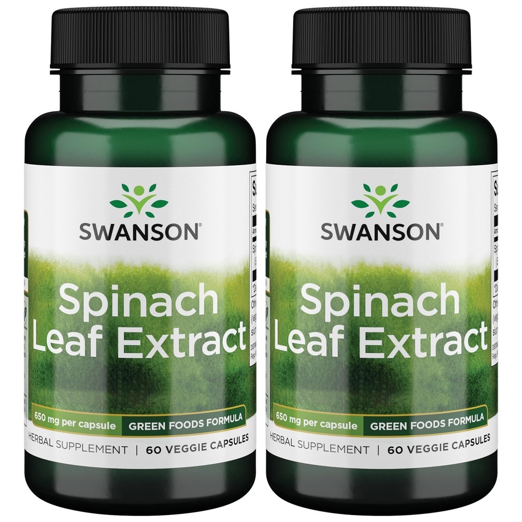 Swanson Pindate Leaf Extract - kasviperäisten täydentää edistää yleistä terveyttä - Green Foods Formula w/Benetic Thylakoids & klorofylli - (60 kasviskapselit, 650 mg Each) (2 pakkaus)