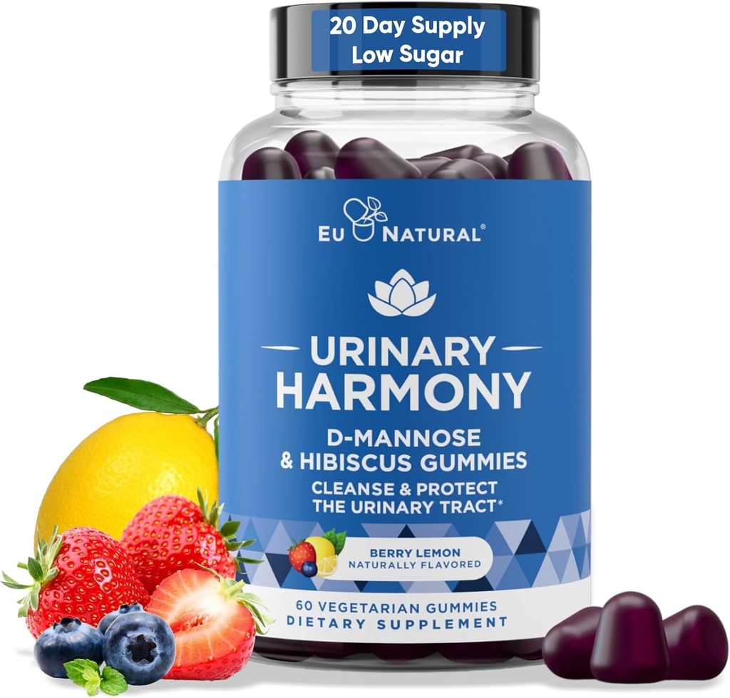 Virtsan Harmony D Mannose Gummy for virtsateiden Tract Health D- Mannose & Hibiscus Cleanse, Flush & Suojella virtsajärjestelmän .