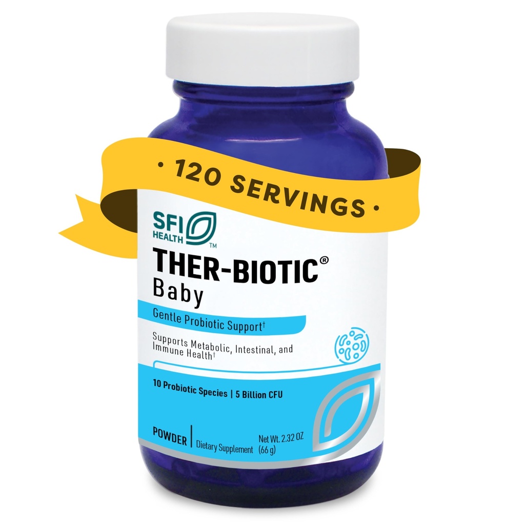 Klaire Labs SFI Health Ther-Biotic Baby - Toddler Probiotic för barn, spädbarn och spädbarn - Microbiome & Bowel Support - Probiotisk pulver, Lägg till Baby Formel, bröstmjölk eller fast mat (120 portioner)