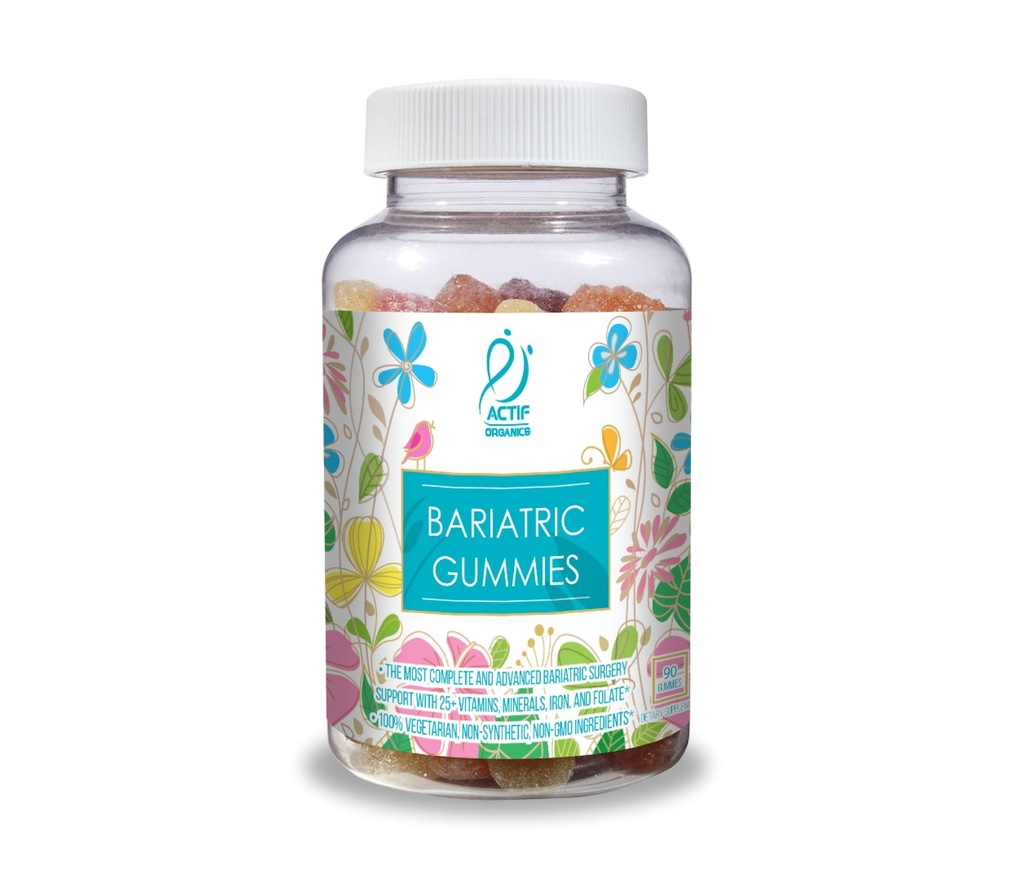 ACTIF Organic Bariatric Gummies med 25 + organiska vitaminer och mineraler för bariatrisk kirurgi, avancerad formel - Icke GMO, 90 greve