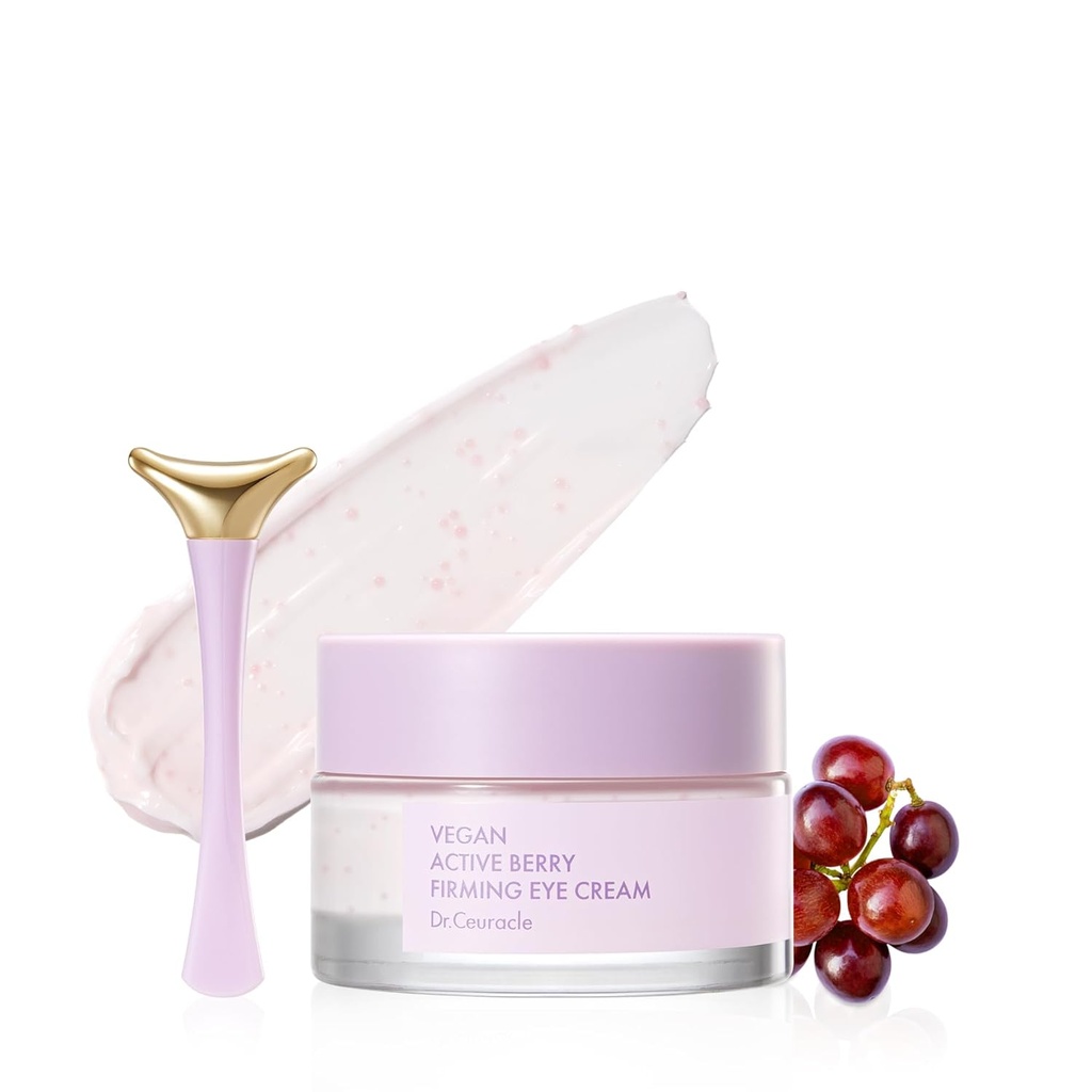 Dr.Ceuracle Vegan Active Berry Firming Eye Cream med applikation - Hydrating Resveratrol Eye Treatment för mörka cirklar och puffiness, koreansk hudvård för Stocking Stuffers (32g / 1.12 uns.)