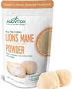 Alovitox Organic Lion Mane Mushroom Powder | Naturlig Superfood för hjärna, energi och immunhälsa, ger Neural Support, GI-skydd, kardiovaskulära fördelar | Icke-GMO, Vegan, Gluten-Free | 4 oz
