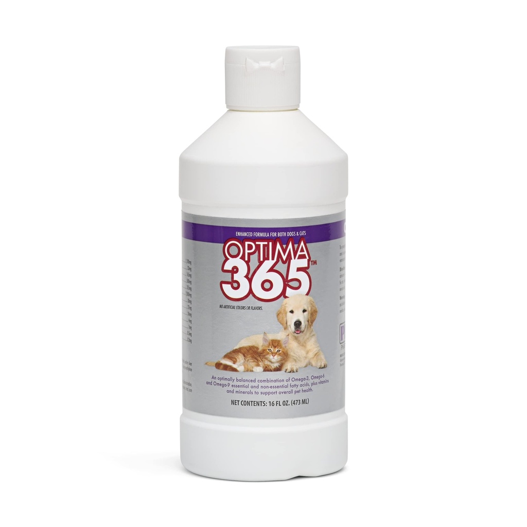 PRN Pharmacal OPTIMA 365 - Essential Fatty Acids Nutritional Supplement för katter och hundar - Med Omega-3, Omega-6, Omega-9 och andra vitaminer och mineraler för att stödja övergripande Pet Health - 16 Fl Oz