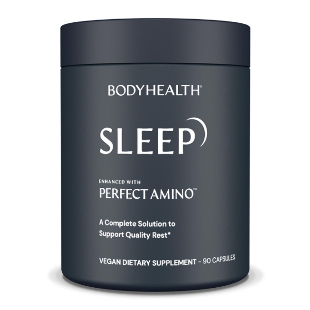 BodyHealth Sleep, unilääke ja lisäravinteet aikuisille 3 mg melatoniinia, ei-luontoa muodostavia pillereitä Enhanced with PerfectAmino - 90 kapselia