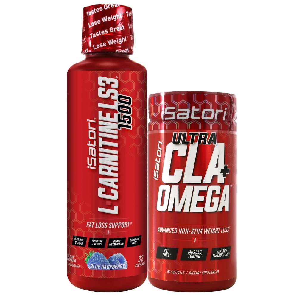 iSatori L-Carnitine LS3 Sininen vadelma 1500 mg (32 tarjoilua) Ultra CLA (90 Softgels), Liquid L-Carnitine acetyl, Omega 3 6 9 Saffloriöljy