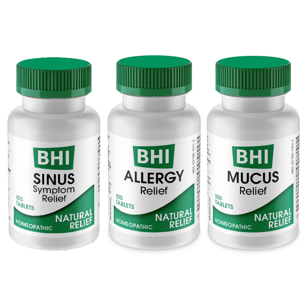 MediNatura BHI Multi Symptom Flare-Up Defense Bundle Sinus Relief Tabletit (100) Lima Relief Tabletit (100) + Allergia Relief Tabletit (100) Homeopaattista helpotusta - nopeasti toimiva, nopeasti ratkaista