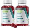 Vitey Biotin Gummies hiukset, iho, ja kynnet 10 000 mcg - Sokeriton - hiusten kasvu Gumies, terve iho hehku, vahva terveet kynnet kasvu - Vegan, gluteeniton, liivate vapaa - maukas Berry Flavor