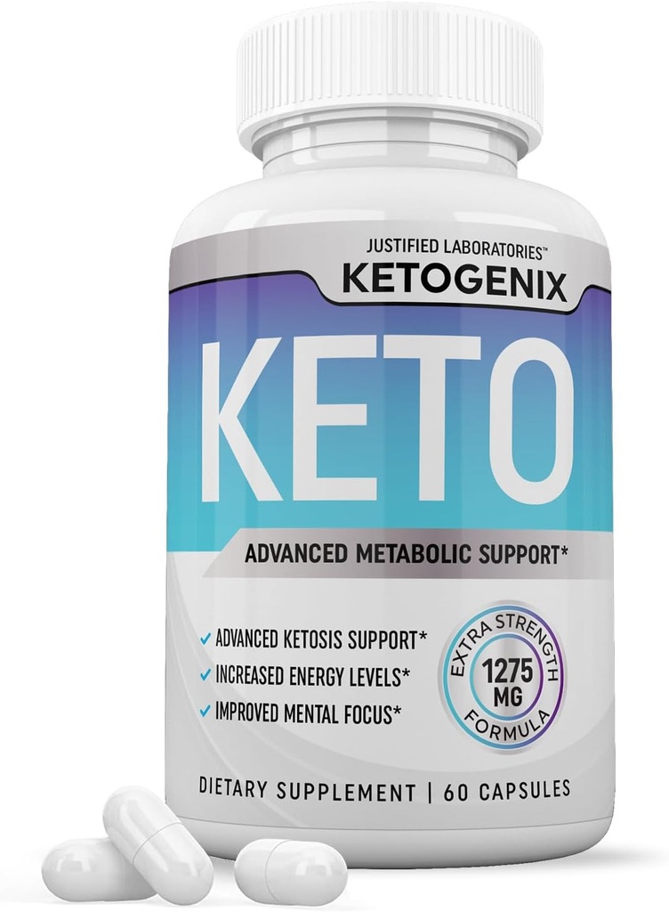 Ketogenix Keto pillereitä 1275MG Uusi & paranneltu Formula sisältää Apple Sider Viinietikka Extra Neitsyt Olive Oil Powder Green Tea Leaf 60 kapselia