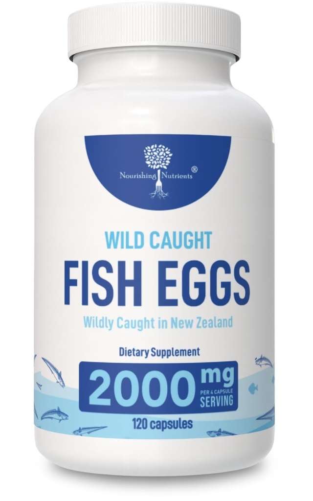 Wild Caught Fish Egg 2 000mg - Omega 3 täydennysosa silmän, aivojen terveys, tukee immuniteetin, luut ja hampaat, Mielialatuki Omega 3-6-9 Fish Egg Kapselit