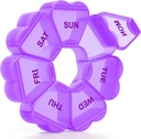 Stor Weekly Pill Organizer, Pill Box 7 Day, KAPENS Daily Vitamin Case Large Capacity Compartments, Pill Containers för Fish Oil Medicine Supplements, Purple