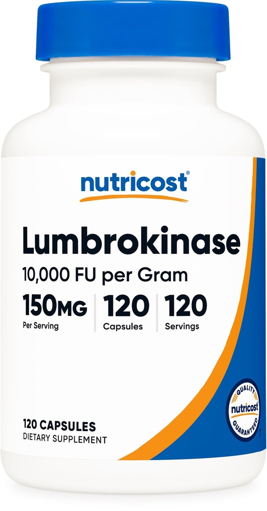 Nutricost Lumbrokinase kapslar 150 mg (120 kapslar) - Glutenfri, Vegan, GMO-Free