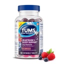 TUMS Heartburn Plus Sleep Support Pururuokavalion lisätabletit satunnainen Heartburn Relief Plus uni tuki, Berry Fusion - 54 Count