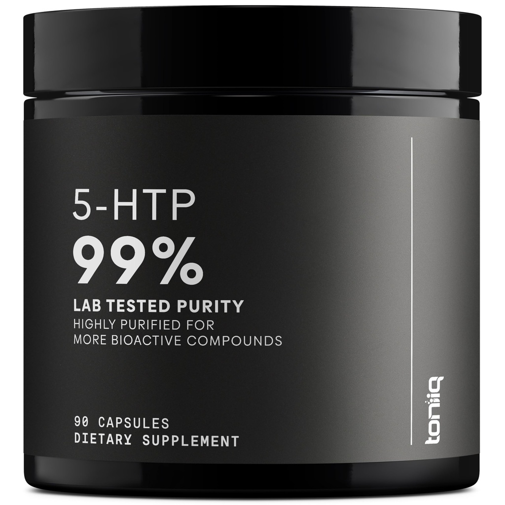 Toniq Ultra High Strength 5HTP kapselit - 99%+ Erittäin puhdas ja biosaatavissa - 12:1 Voiöljyuute - 200mg - 90 Kasviskapselit