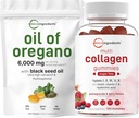 Micro Ingredients Oil of Oregano Softgels 6000mg per Serving & Multi Collagen Peptides Gummies Bundle Pack ... 4X Strength Carvacrol & Thymoquinon ...